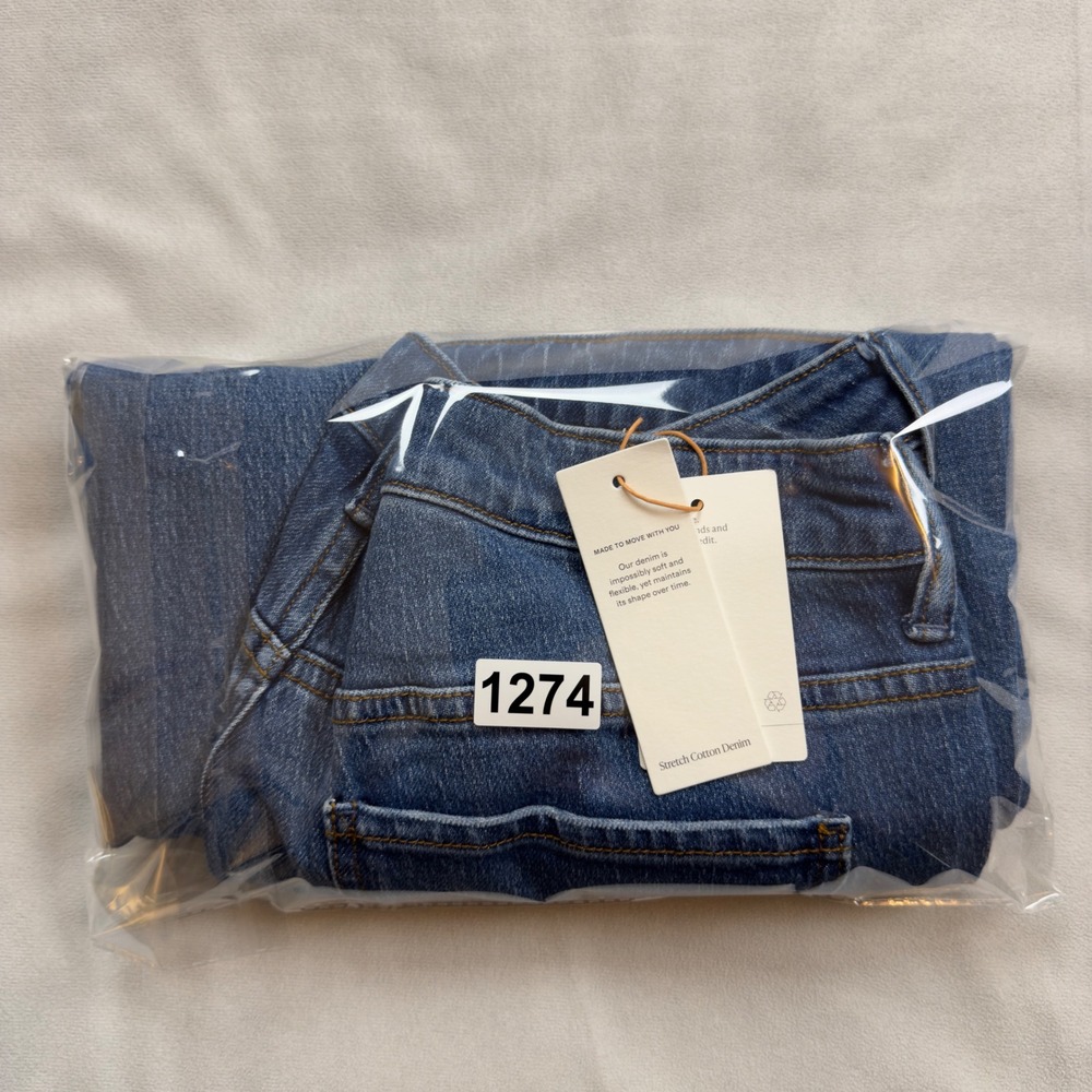 Quince Bella Stretch Relaxed Straight Jeans Atlantic Blue 33 CRGCLC006 NWT - Picture 11 of 11